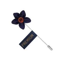 PELUCHE Unisex Blue & Brown Button Flower Lapel Pin-image-21