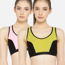 Lady Lyka Multicolor Non Wired Non Padded Sports Bra (Pack Of 2) image 1