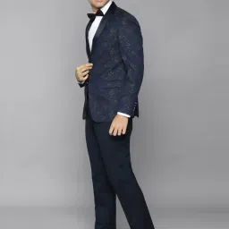 Allen Solly Navy Slim Fit Printed Two Piece Suit image 3