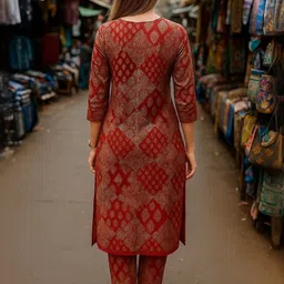 JANOI Women Ethnic Motifs Printed Regular Kurta with Trousers image 3