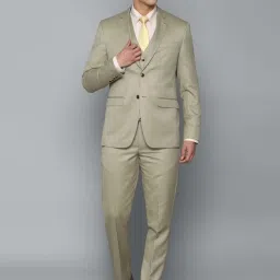 Louis Philippe Gods & Kings Light Green Slim Fit Self Pattern Three Piece Suit image 1