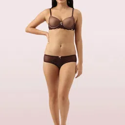 Enamor Maroon Under Wired Padded Balconette Bra image 4