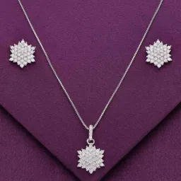 Kai Jewel Sterling Snowflake Pendant with Chain & Earrings Set for Women-picture-29