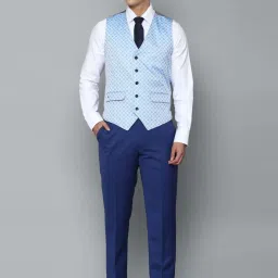 Louis Philippe Gods & Kings Blue Slim Fit Self Pattern Three Piece Suit image 3