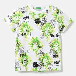 United Colors of Benetton Kids White Printed T-shirt image 1