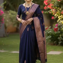 Bindi Fashion Ethnic Motifs Zari Silk Blend Handloom Banarasi Saree-picture-55