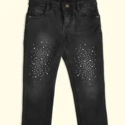 Pantaloons Junior Kids Black Embellished Jeans-image-33