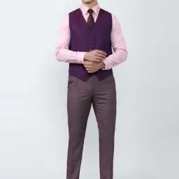 Peter England Elite Purple Slim Fit Three Piece Suit image 5