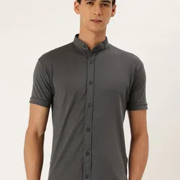 FIFTY TWO Band Collar Knitted Casual Shirt-picture-23