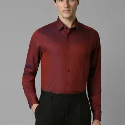 Louis Philippe Maroon Cotton Slim Fit Printed Shirt-picture-22