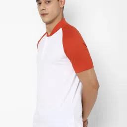 Forever 21 White & Red Cotton Regular Fit Colour Block T-Shirt image 3