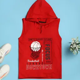 V-Mart Boys Typography Printed Hood Cotton T-shirt image 1