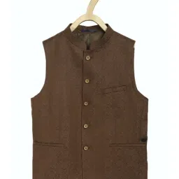 Peter England Kids Brown Printed Waistcoat-picture-23
