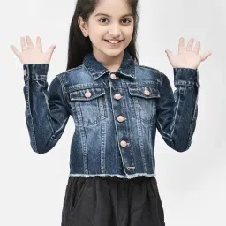 Crimsoune Club Kids Blue Solid Full Sleeves Denim Jacket-picture-43