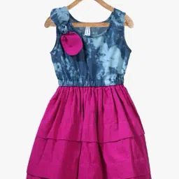 StyleStone Kids Pink & Blue Solid Dress-image-93