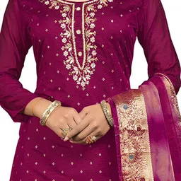 HERE&NOW Embellished Unstitched Dress Material image 2