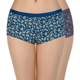 Amante Blue & Grey Cotton Printed Boy Shorts Panties - Pack Of 2-image-74