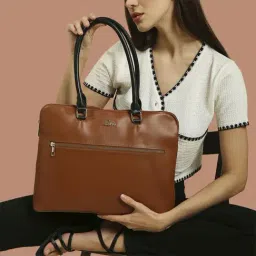 Lavie Lit Module Tan Synthetic Solid Laptop Tote Handbag-picture-24