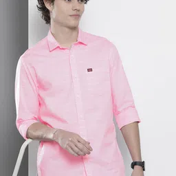 The Indian Garage Co Men Pink Slim Fit Striped Pure Cotton Casual Shirt-picture-19
