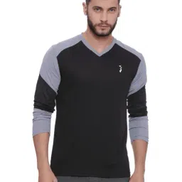 Campus Sutra Black V Neck Polyester T-Shirt-image-51