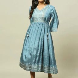 Rangriti Blue Embellished A-Line Dress-picture-4