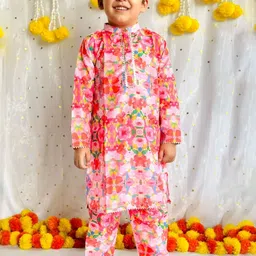 KNITROOT Boys Floral Printed Regular Kurta with Pyjamas image 5
