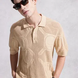 WROGN Self Designed Polo Collar Drop-Shoulder Sleeves Pure Cotton T-shirt-picture-45