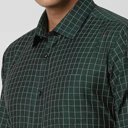 Van Heusen Men Spread Collar Grid Tattersall Checked Cotton Slim Fit Formal Shirt image 2