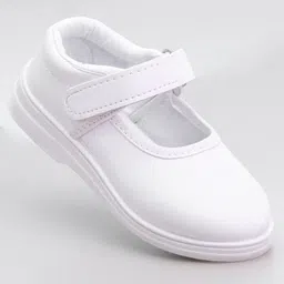 Pine Kids Solid School Shoes with Velcro Closure - White-picture-32