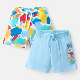 Babyhug Cotton Looper Knit Mid Thigh Shorts With Abstract Print Pack of 2 - Multicolour-picture-13