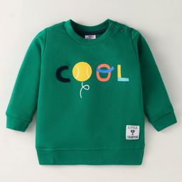 Zero Cotton Knit Full Sleeves Text Printed T-Shirt - Green-picture-17