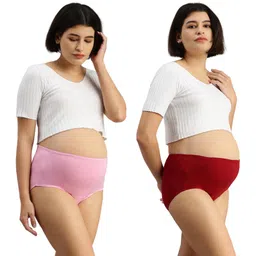 Morph Cotton Pack Of 2 Solid High Rise Pre Pregnancy Panties - Light Pink & Maroon-picture-17