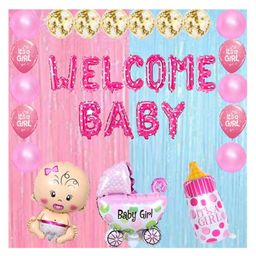 Bubble Trouble its a girl baby shower decoration items 32 Pcs Combo with welcome baby foil balloon-picture-19