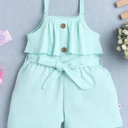 BUMZEE Cotton Sleeveless Solid Jumpsuit With Belt - Mint Green-image-82