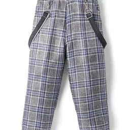Rikidoos Checked Pant With Suspender - Grey & Blue-picture-22
