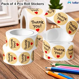 FunBlast Round Shaped Thank You Stickers4 Rolls image 2