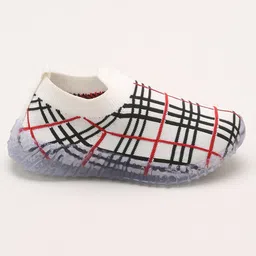 Priaansha Kids Checked Uniage Collection LED Shoes - White image 3