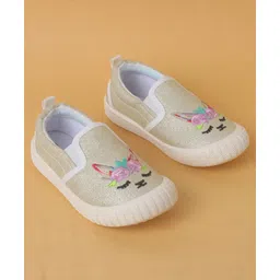 Cute Walk by Babyhug Slip On Casual Shoes with Kitty Embroidery - White image 2