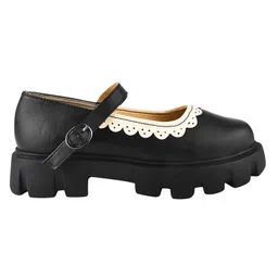 Shoetopia Abstract Designed Mary Jane Ballerinas - Black image 4