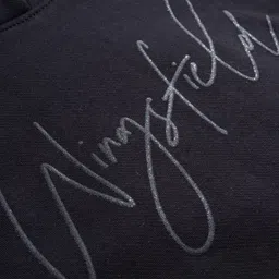 Wingsfield Full Sleeves Brand Name Printed Hooded Light Winter Sweatshirt - Black image 3