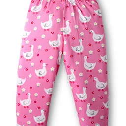 Babyhug Cotton Knit Frill Sleeves Co-ords Front Open Night Suit With Floral Print - Pink image 4