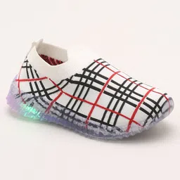 Priaansha Kids Checked Uniage Collection LED Shoes - White image 5