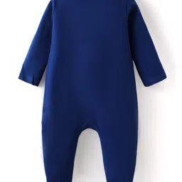 Babyhug Cotton Knit Full Sleeves Sleep Suits With Star & Dino Print Pack of 2 - Navy Blue & Yellow image 5