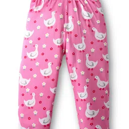 Babyhug Cotton Knit Frill Sleeves Co-ords Front Open Night Suit With Floral Print - Pink image 5