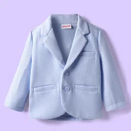 Babyhug Knit Full Sleeves Solid Coloured Partywear Blazer With Printed Tee - Light Blue image 5