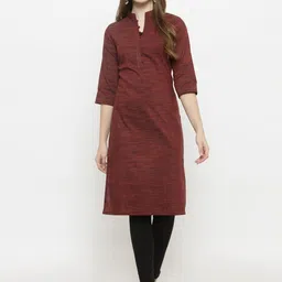 Enchanted Drapes Mandarin Collar Pure Cotton Striaght Kurta image 3