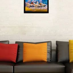eCraftIndia Multicoloured Running Horses Wall Art-image-54
