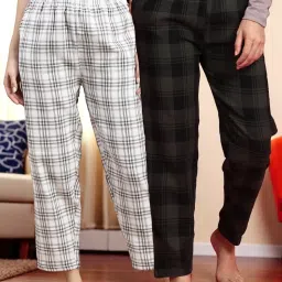 Kryptic Green & Beige Cotton Relaxed Fit Printed Lounge Pants - Pack of 2 image 1