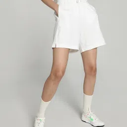 Puma White Cotton Mid Rise Shorts image 1