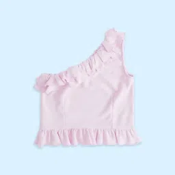 Pantaloons Junior Pink Cotton Regular Fit Top image 1